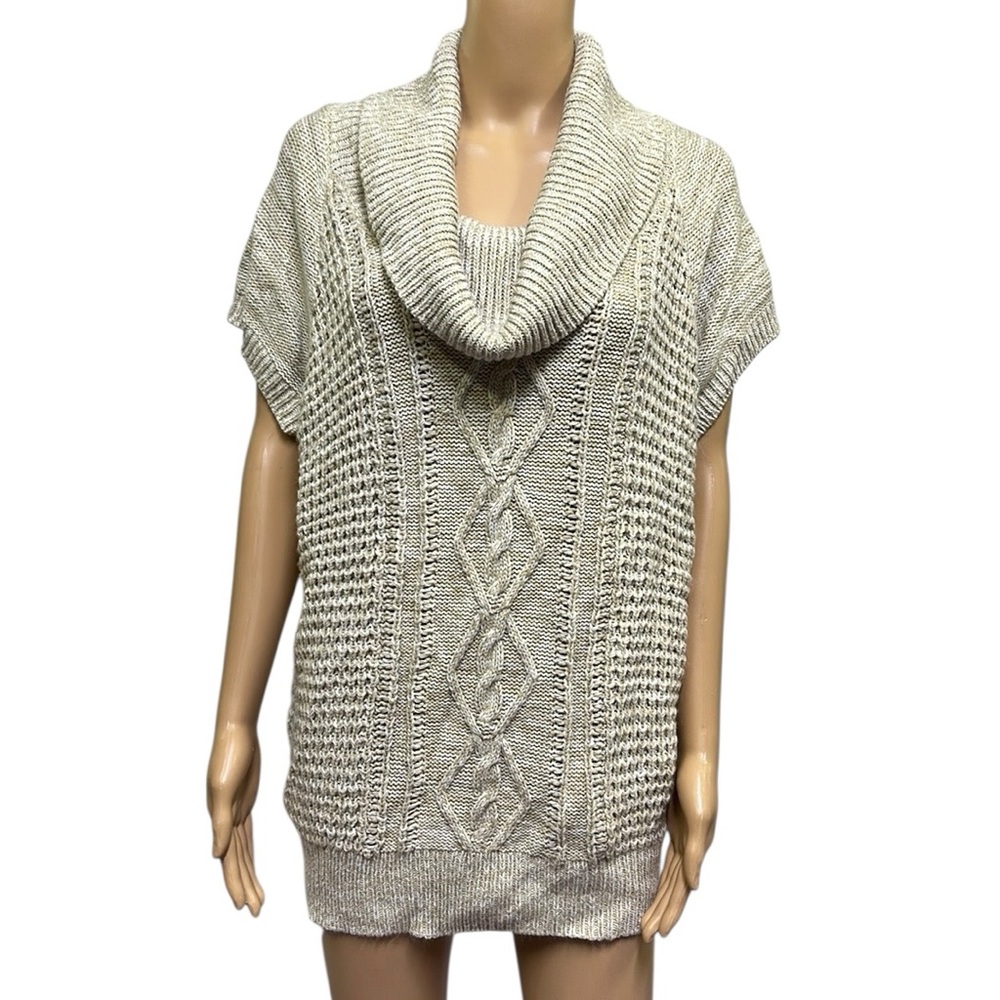 No Boundaries Cream Knit Cowl Neck Short Sleeve Sweater Womens XL